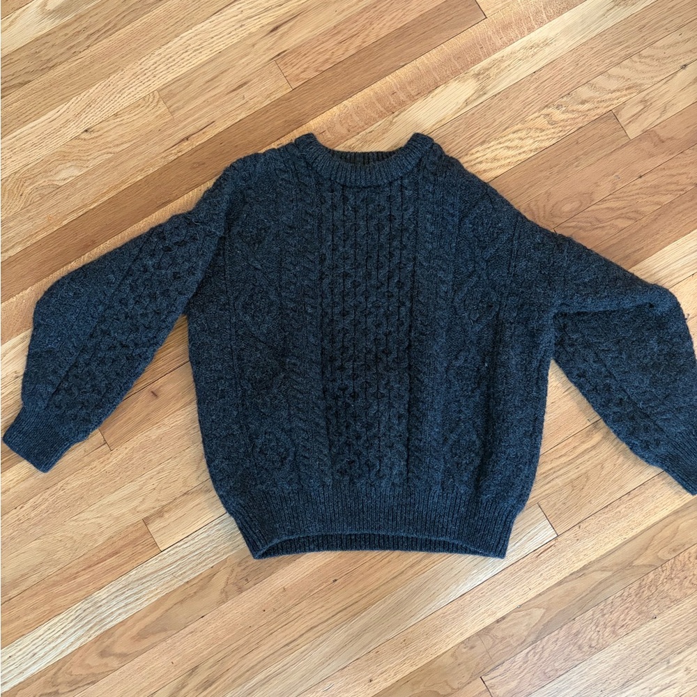 Aran Crafts Charcoal Cable Crewneck Sweater